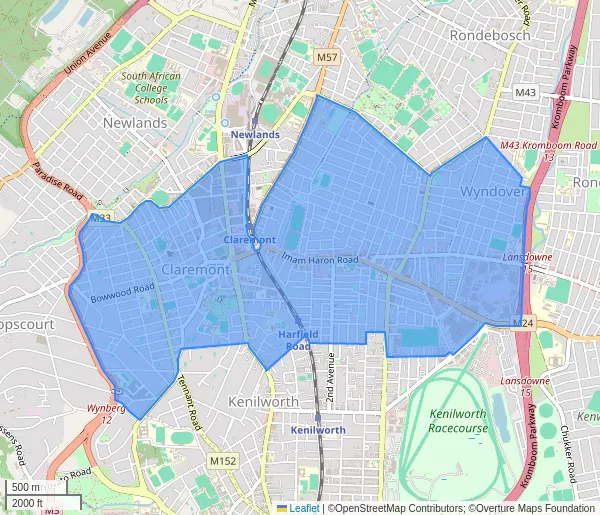 Map of the affected area in CLAREMONT