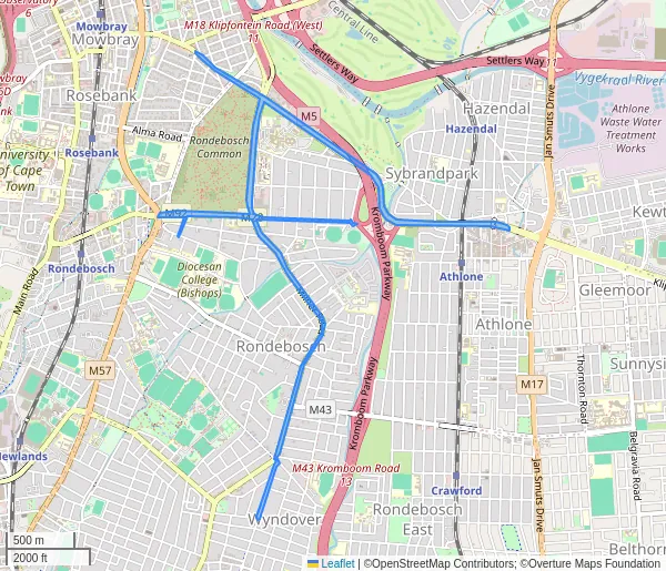 Map of the affected area in RONDEBOSCH