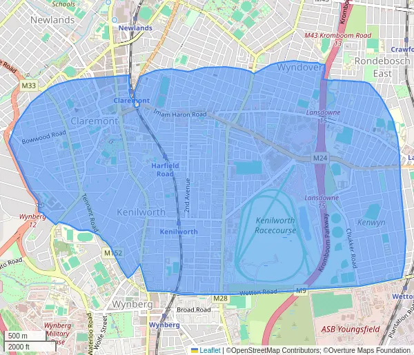 Map of the affected area in KENILWORTH