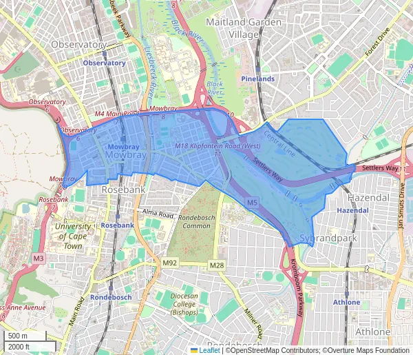 Map of the affected area in MOWBRAY