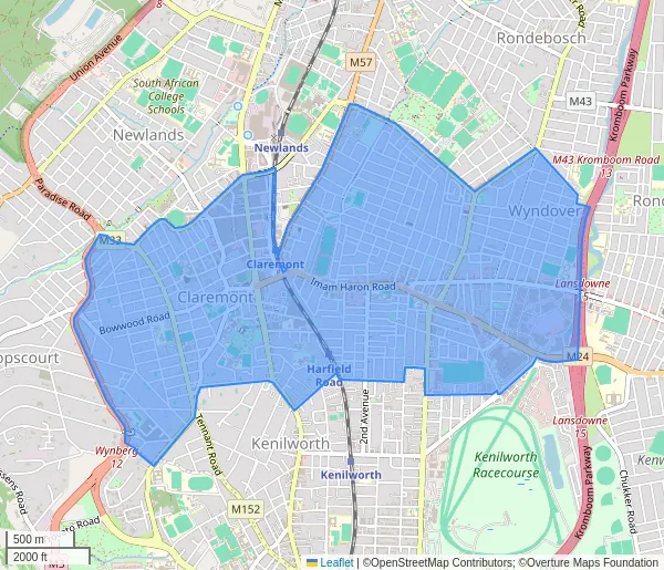 Map of the affected area in CLAREMONT